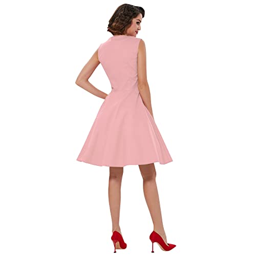 Image of KILLREAL Women's Vintage Polka Dot Print A-Line Pin Up Style Sleeveless Cocktail Party Casual Dress