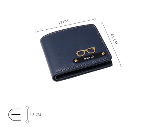 Image of Men Leather Personalized Wallet I Customized Slim Stylish Purse with Name & Charm I Unique Birthday Anniversary Gift Love Husband Employees Clients (Blue)