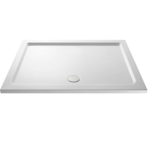 VeeBath Square Shower Tray 1400x700mm Stone Resin Tray for Shower Enclosure Bathroom- White
