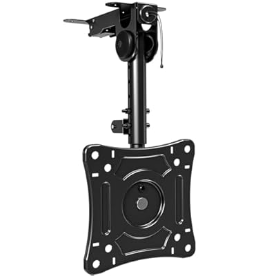 MOUNTUP Folding Under Cabinet TV Mount - Flip Down & Swivel TV Bracket, Fits 13-32" LCD Screens up to 22 Lbs, VESA 75x75 & 100x100mm, Space Saving Height Adjustable Under Counter Monitor Mount, MU0049