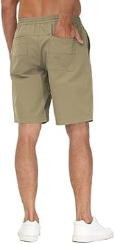 Huayuzh Korte broek heren shorts heren zomer cargo chino katoen stretch vrijetijdsbroek elastische taille met zakken, legergroen, XXL