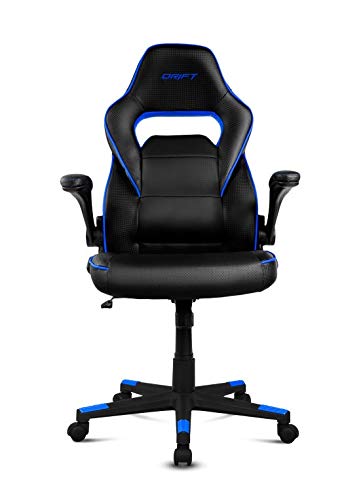 Sillas Gaming Drift DR75 - Silla de gaming de piel sintética , 66 x 53 x 115-123 cm, Negro y Azul