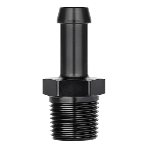 EVIL ENERGY 3/8 NPT Male to 3/8 Barb Fitting Adapter Straight Aluminum Black