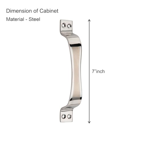 Image of COMPASS Paan Stainless Steel Heavy Single Door Fitting Accessories Full Set /Kit (1 Aldrop, 1 Latch, 2 Handles, 1 Tower Bolt and 1 Door Stopper | 10 inch | SS Finish