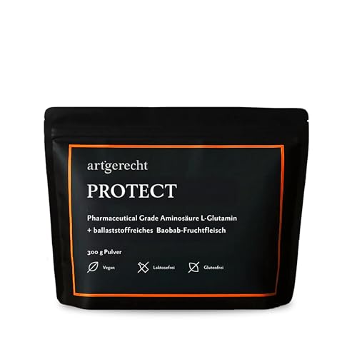 PROTECT – 300 g (30 Portionen), hochdosiert: 8g L-Glutamin + 2g Ballaststoffe aus Baobab Fruchtfleisch | Unterstützt Darmgesundheit & Verdauung | 99%+ Reinheit, vegan & ohne Zusatzstoffe