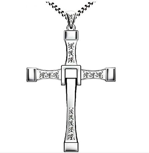 TTOP 925 Man Necklace Sterling Silver Jewelry Fast and Furious Dominic Toretto's Cross Pendant Necklace