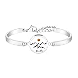 Vivaday Pulsera Semilla De Mostaza Para Mujer, Brazalete Ajustable Chapado En Plata, Joyería Inspirada En La Fe “La Fe Puede Mover Montañas”, Regalo Cristiano YA6454 (Montaña Redonda)