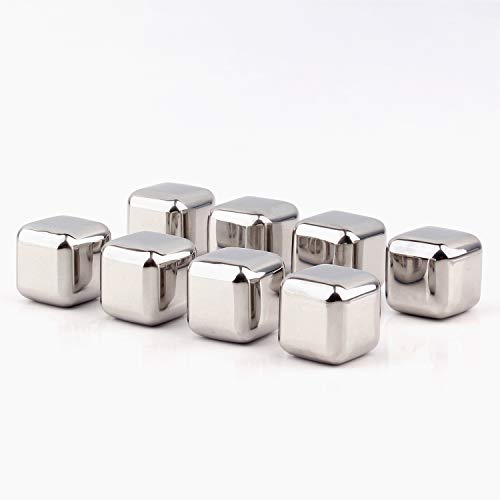 DERNORD Exclusive Stainless Steel Whiskey Stones - High Cooling technology Ice Cubes Chilling Rocks Reusable Wine Stone Durable Beer Drink Freezer Cooler Rock for Christmas and Birthday Gifts - Thumbnail 5