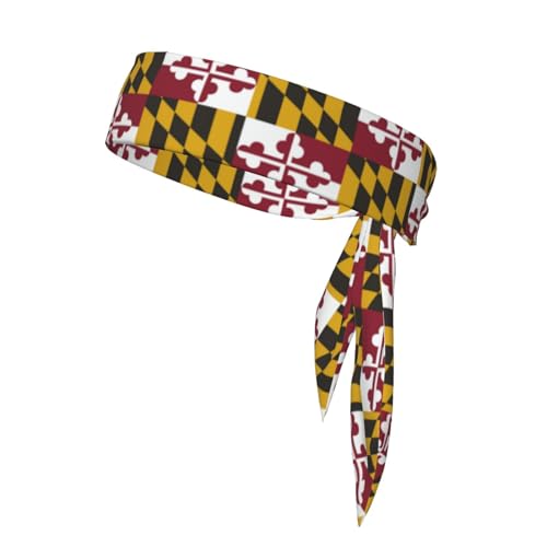 GTEVUTS Maryland State Flag Tie Headband,Cute Flag Sports Headband Hair Band for Men Women,Athletic Sweatbands for Basketball Tennis Football Running Yoga