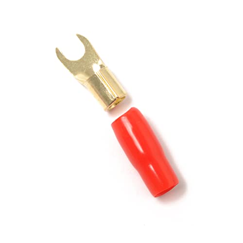 KONTONTY 10 Pairs Spade Terminal Speaker Wire Connectors 8ga Terminal Copper Spade