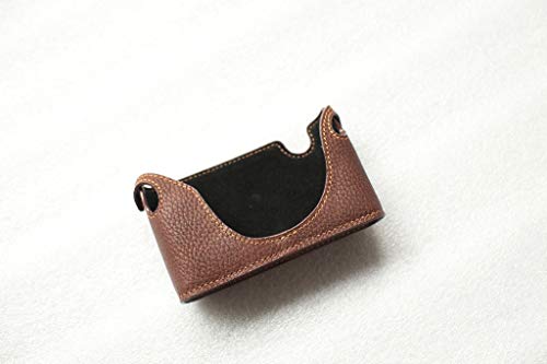 Demi-coque en cuir véritable fait main pour Konica Hexar RF protection luxe marron foncé