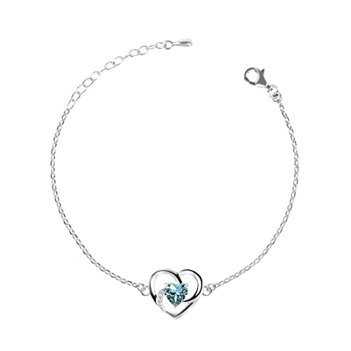 Image of Clara 925 Sterling Silver Olesya Heart Pendant Earrings Chain Bracelet Anklet Ring for Women & Girls| Platinum Plated | Gift for her