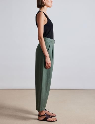 Hooever Women Casual Button Down Pants High Waist Business Work Straight Trousers with Pockets2