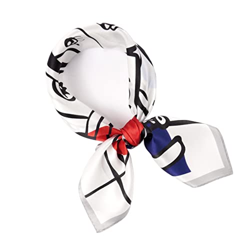 laprée - Petit Foulard Carré de Soie Foulard Femme Soie 52*52cm Motif Bouteille Couleur Blanc