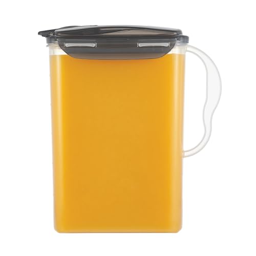 LocknLock Aqua Fridge Door Water Jug | Clear Pitcher | BPA Free Plastic Pitcher with Lid | 3 Quart Pitcher with Lid for Water, Juice, Tea & More Beverages, Gray