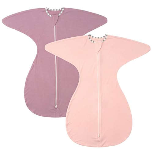Image of ZIGJOY Swaddle Sleep Sack 3-6 Months, 1.0 Tog Baby Wearable Blanket | Rayon Made from Bamboo, Long Sleeves, Arms Free, 2-Way Zipper, High Stretchy