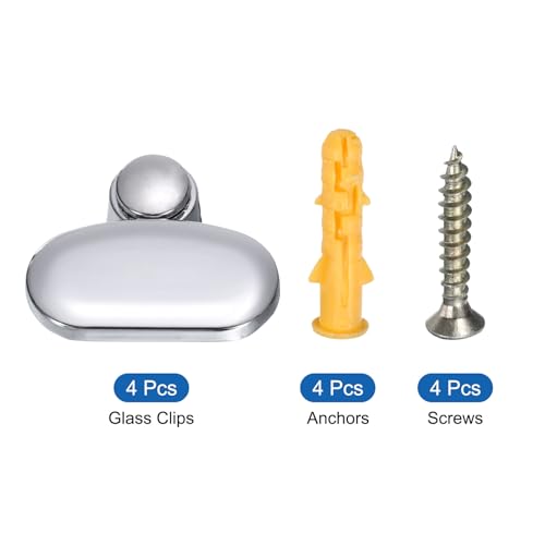 Miroir de salle de bain clips muraux flottants alliage zinc uxcell x4 - 4