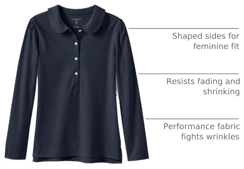 Image of Lands' End Girls Long Sleeve Peter Pan Collar Polo Shirt