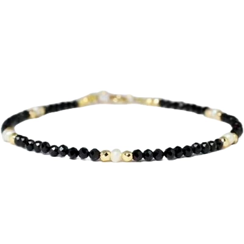 LKBEADS Bracelet Spinelle Noir Forme Ronde Facettée 2.5mm Perles 17.8cm pour Homme et Femme | PK_LK_CP_01214, 7 Pouces Pierre Spinelle Noir, 7 Inch, Pierre,...
