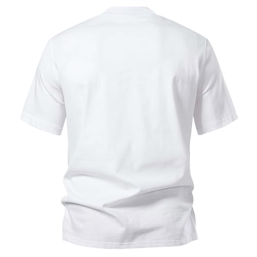 Men's Beefy T-Shirt, Heavyweight Cotton Tee Big & Tall Mock Turtleneck Basic Top Short Sleeve Solid Color Undershirt3