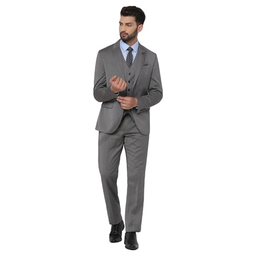 Image of Blackberrys Men Polyester Solid Slim Burgundy Peak Suit