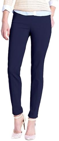 SLIM-SATION Women's Wide Band Pull On Ankle Pant with Tummy Control, Midnight, 4