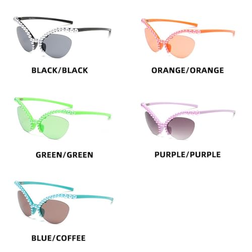 Lunettes de soleil sans monture à perles | Modèle une pièce oversize glamour