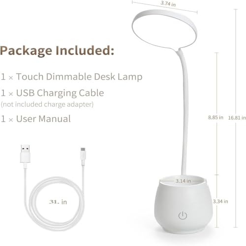 Image of Rechargeable LED Study Lamp with Flexible Arm & Phone Holder -3 Color Modes, Adjustable Brightness Desk Light for Reading, Study, Work, Bedside Table Lamp for Home, Office & Students (Portable)