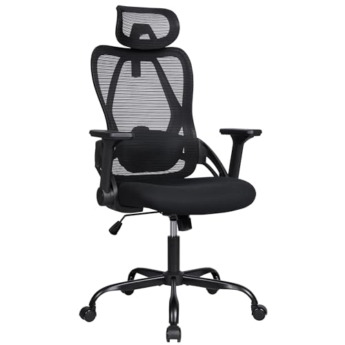 Silla Ergonómica de Oficina con Respaldo Transpirable y Apoyo Lumbar | Reposacabezas Ajustable, Reposabrazos Regulables, Asiento Acolchado, Ruedas 360°, Ideal para Escritorio, Teletrabajo y Estudio