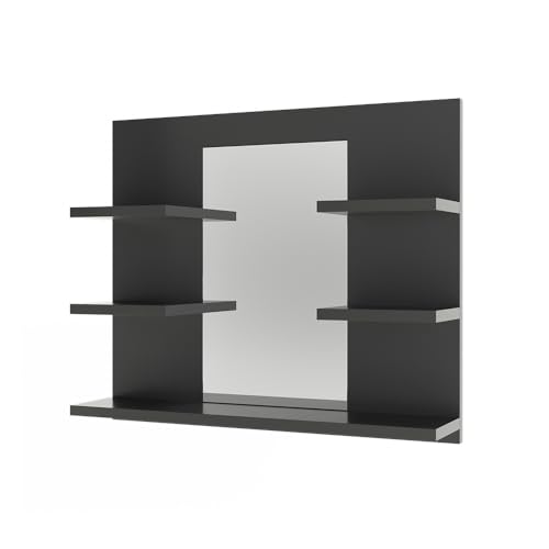 Vicco Badspiegelschrank Anthrazit Wilbur 59x50x14 cm - Badezimmerschrank mit Spiegel, Viel Stauraum für Badutensilien