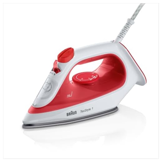 Braun Dampfbügeleisen TexStyle 1 SI1019RD, Bügeleisen, Antihaftbeschichtete Bügelsohle, 120 g/min Dampfstoß, Leitungswassergeeignet, schnelles Aufheizen (35 Sek.), 220 ml, 1.900 Watt, Rot