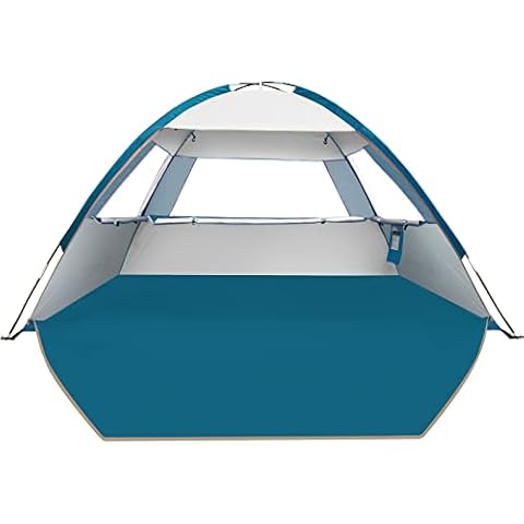 COMMOUDS Strandmuscheln für 3-4 Personen, Tragbarer Strandzelt mit UV-Schutz 50+, Familie Sonnenzelt Strand mit 3 Mesh Fenster, Schnelle Montage, Einfaches Tragen Schirm Strandmuschel für Outdoor Cover