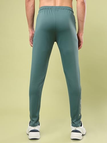 Image of TECHNOSPORT Men's Slim Fit Track Pants with Zip Pockets, ELASTO Plus Quick Dry Stretchable Lightweight Lower for Gym Running Yoga and Sports