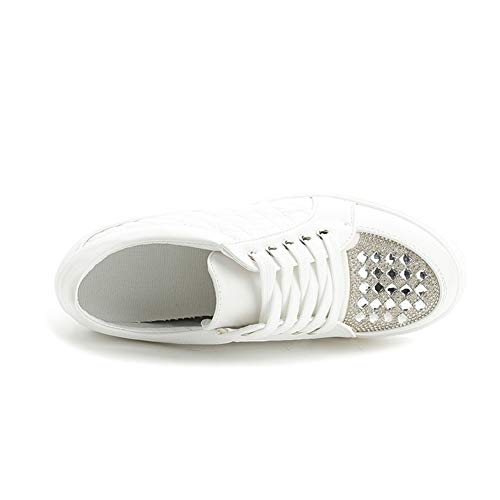Image of ACE SHOCK Women Wedges Sneakers with Hidden Heel Ankle High Platform Walking Shoes Fashion Bride Wedding Shoes