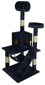 Cat Tree Tower Plush Indoor Multi-Level Cat Condo with Hammock and Scratching Post,55" (Navy Blue)