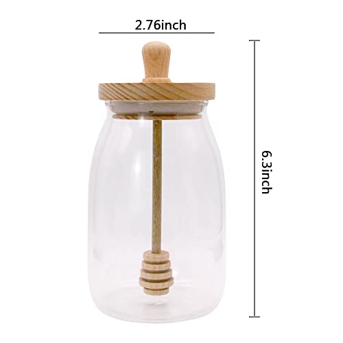 Tofoan Honey Jar With Dipper And Lid Cover Crystal Beehive Glass Honey Pot For Home Kitchen Store Honey And Syrup, Clear Gorgeous Bee Decor, Honey Container 17 Oz (Honey Jar) #TOP3