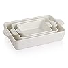 Sweejar Ceramic Bakeware Set Rectangular Baking Dish for Oven Lasagna Pans for Cooking Kitchen Cake Dinner Banquet and Daily Use 118 x 78 x 276 Inches of Casserole Dishes White
