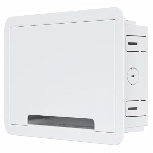 9 in-Wall Media Box & Recessed Outlet Box with Cable Management - Structured Media Enclosure Compatible with Streaming Media Players - WiFi Friendly Design