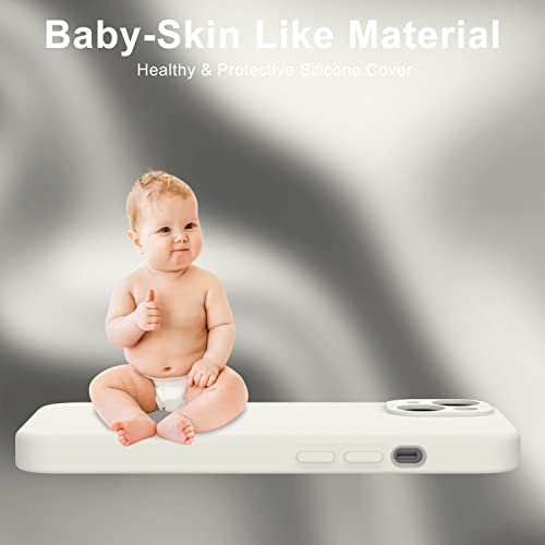 Deenakin Iphone 13 Case With Screen Protector,Enhanced Camera Cover,Passing 16Ft Drop Tested Soft Silicone Gel Rubber,Slim Fit Protective Phone Case For Iphone 13 6.1" Vintage White #TOP5