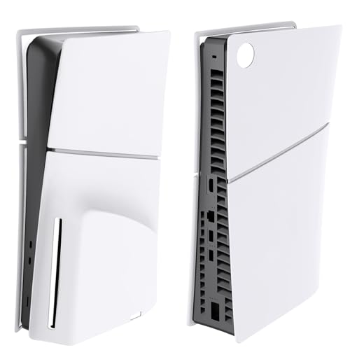 BeisDirect Faceplates Case Cover Silicone Skin for PS5 Slim Console, Dust Side Plates Protective Playstation 5 Accessories(Optical Drive Version, White), BeisDirect-3158