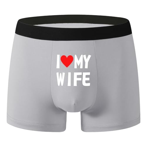 Men's Funny Love My Wife Seamless Boxer Briefs Breathable Stretch Fabric Comfortable and Supportive for Running and Gym