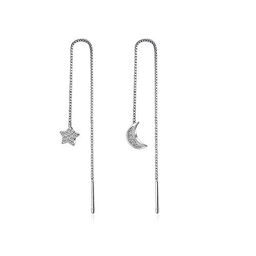 Pendientes largos con borla asimétrica para mujer, diseño de estrella y luna, Cristal Cover