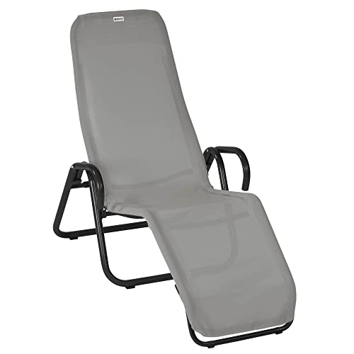 acamp Gartenliege klappbar | Wetterfest beschichtete Liege | Sonnenliege klappbar mit Bezug aus atmungsaktivem Acatex-Gewebe | Kippliege mit hohem Liegekomfort | Liegestuhl in Anthrazit Taupe