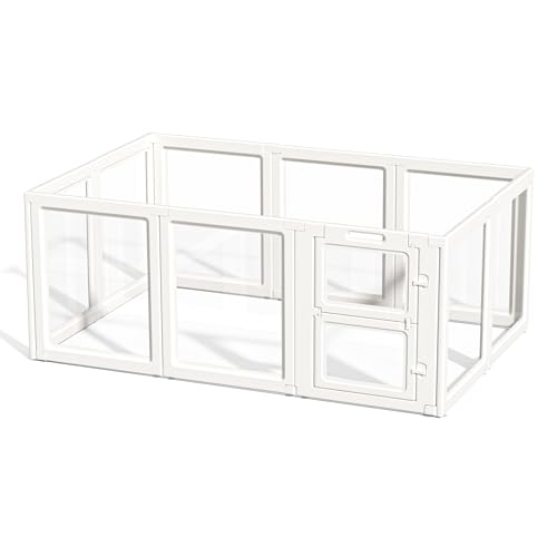 Clear Acrylic Dog Playpen Indoor,Transparent Dog Pen,Easy to Assemble and Clear pet Pen for Puppy Dog, Rabbit and cat,Sturdy and Easy to Clean Plastic