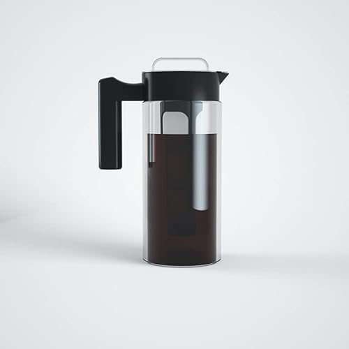 Cafetière à infusion à froid – 1,2 l – Machine à thé glacé et café glacé et pichet avec carafe en verre, filtre, entonnoir et cuillère à mesurer Noir