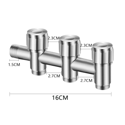 Grifo lavadora 3 vías de acero inoxidable con doble salida 4