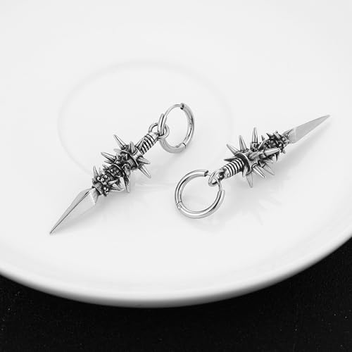 HZMAN Gothic Spike Dangle Earring for Men Punk Stainless Steel Earrings for Women4