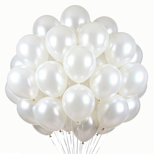 Ballons Blanc Nacré, 60 Pièces Ballon en Latex Blanc, 12 Pouces Blancs Ballons Baudruche, Blancs Guirlande de Ballon pour Anniversaire Mariage Baby Shower...