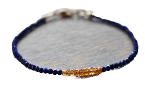 Bracelet lapis-lazuli et grenat en perles fines - Idée cadeau d'anniversaire unisexe 17cm
