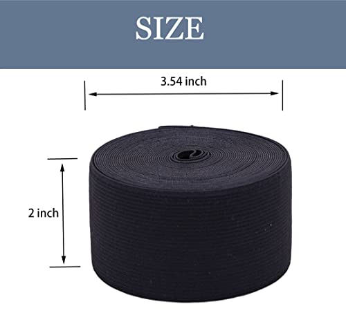 Xkdous Elastic Band For Sewing, Black 2 Inch 7 Yards Knit Elastic Bands For Sewing Waistband And Pants Waist, High Elasticity #TOP2